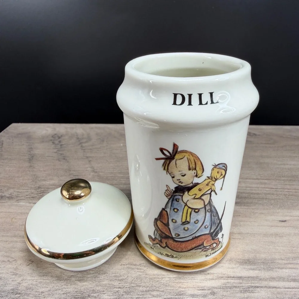 M.J.‎ Hummel Dill Spice Jar 1987 Danbury Mint Porcelain Gold Trim Made in Japan